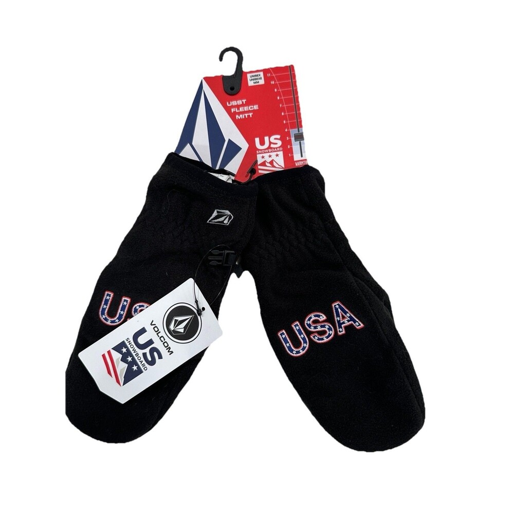 VOLCOM USA 🇺🇸 SNOWBOARD Fleece Mitt Gloves Black Size M Snow Ski Warmth 3